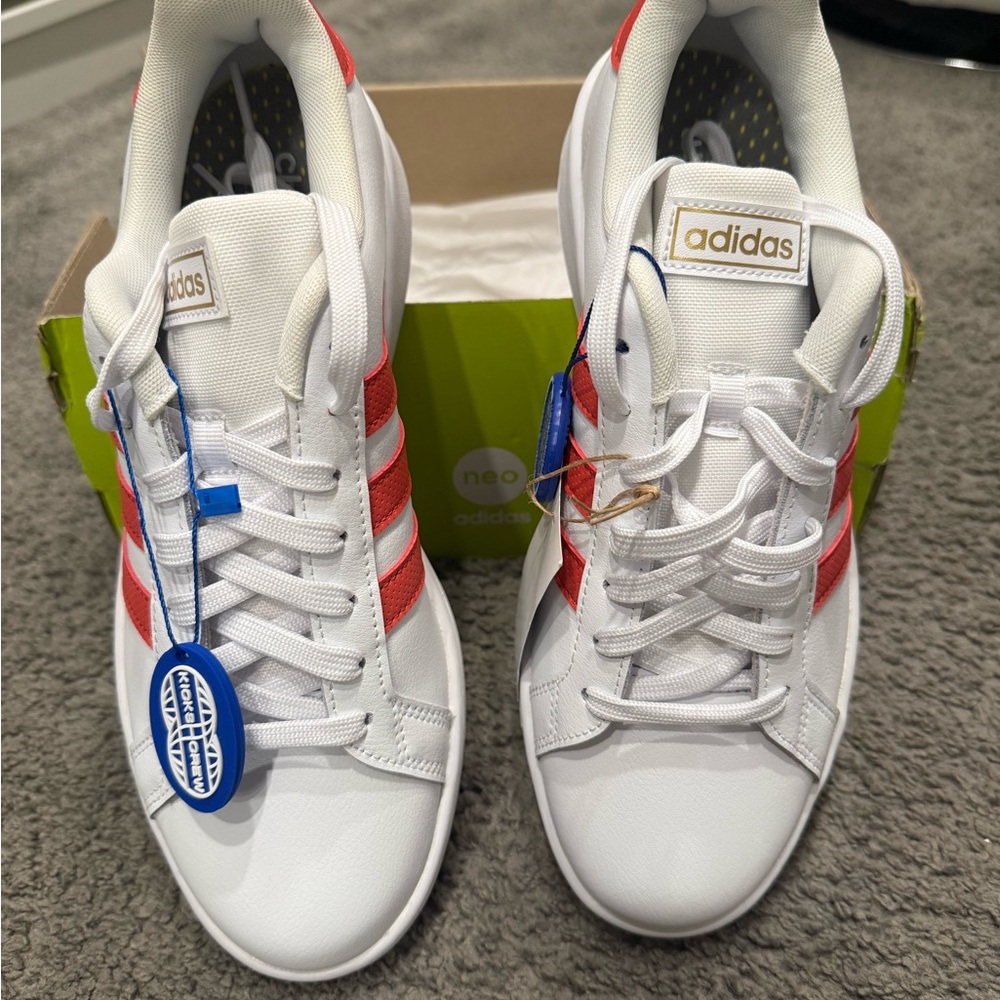 Adidas Grand Court White Crew Red - Rare